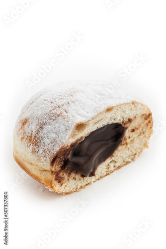 
donut with chocolate filling on the table