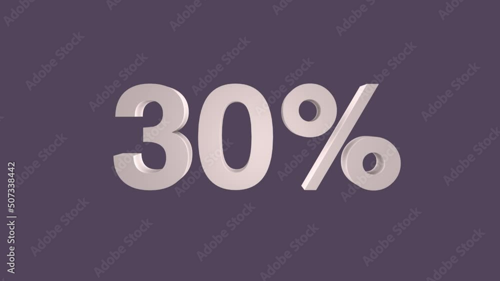 3D Text Animation 30%. Business and economy concept. 3D Text Animation 30%. Business and economy concept.