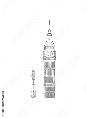 big ben tower vector sketch