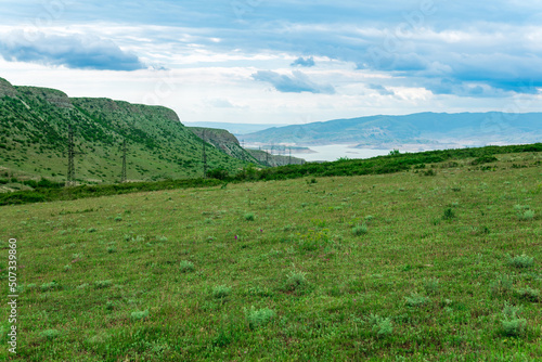 mountain landscape in the vicinity of the reservoir of the Chirkey hydroelectric power station in Dagestan