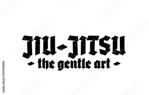 Brazilian Jiu-jitsu text logo. BJJ ruff word mark logotype. Black bjj text on white background	 photo