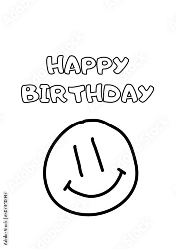 Kolorowanka Happy bDay dla dzieci pdf do druku, 6 różnych kartek do kolorowania