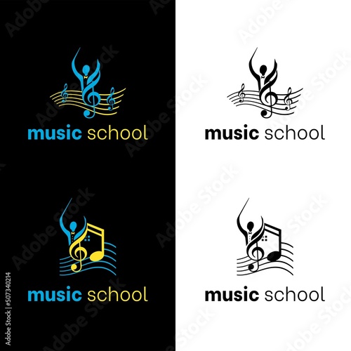 music school logo design template set