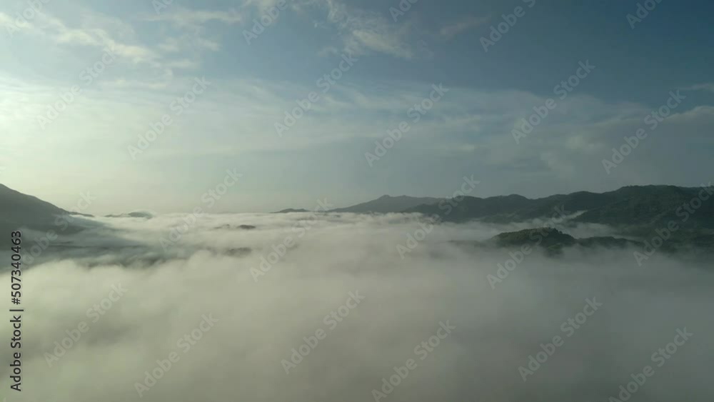 Foggy green forest shining through branches in autumn mountains. misty in nature. landscape clips of costa rica Foggy green forest shining through branches in autumn mountains. misty in nature. landscape clips of costa rica