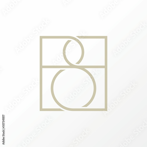 Unique letter or word BB line art out font on flip square image graphic icon logo design abstract concept vector stock. Can be used as a symbol related to initial or monogram