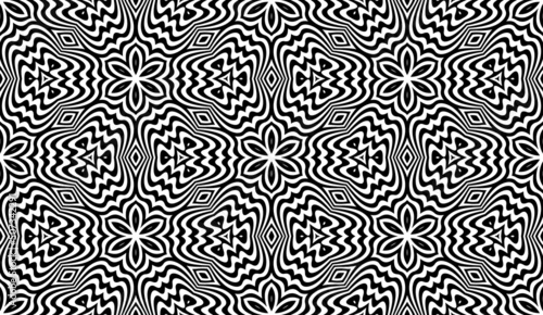 Hexagonal seamless pattern in optical art style. Abstract repeatable ornament.