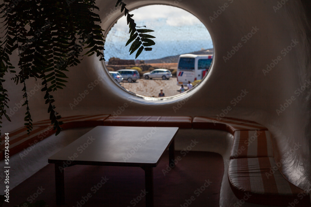 view from a window inside the museum house of Cesar Manrique on the island of Lanzarote