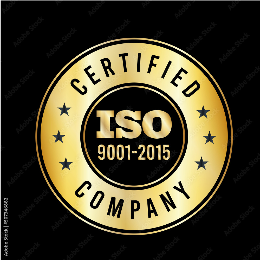 Iso certification . iso 90012015 logo . iso 9000 certification Premium Vector