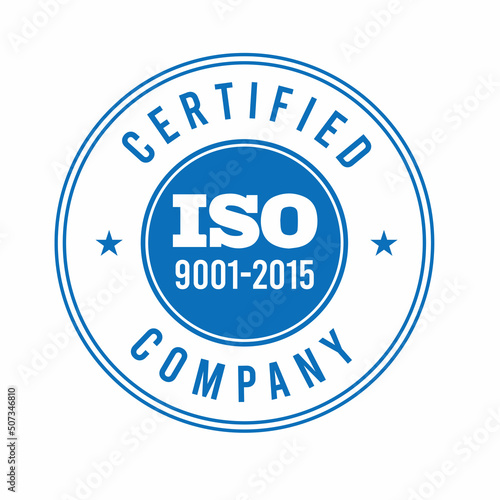 Iso certification . iso 90012015 logo . iso 9000 certification Premium Vector