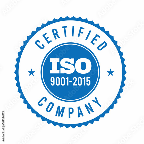 Iso certification . iso 90012015 logo . iso 9000 certification Premium Vector