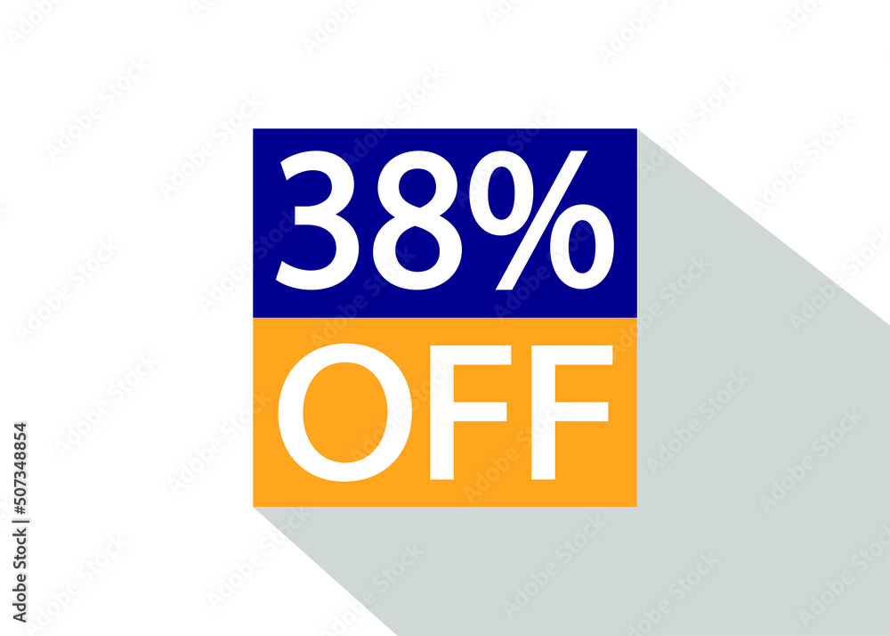 Up To 38% Off. Special offer sale sticker on white background with shadow. Up To 38% Off. Special offer sale sticker on white background with shadow.