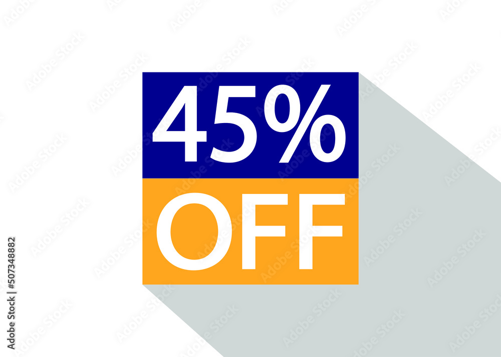 Up To 45% Off. Special offer sale sticker on white background with shadow. Up To 45% Off. Special offer sale sticker on white background with shadow.