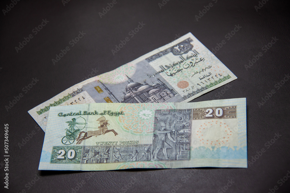 Egyptian Money, Egyptian pound, shot is selective focus with shallow depth of field. - obrazy, fototapety, plakaty 