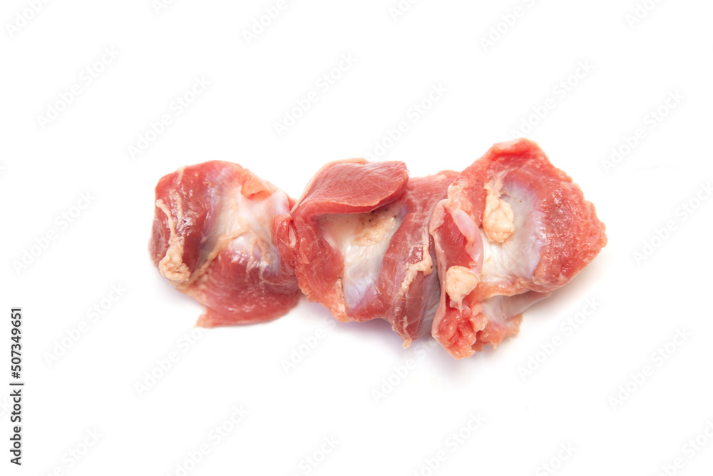 raw chicken gizzards on white background raw chicken gizzards on white background