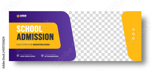 School admission social media cover design. back to school social media cover banner design. Back to school admission social media cover and web banner. school admission web banner