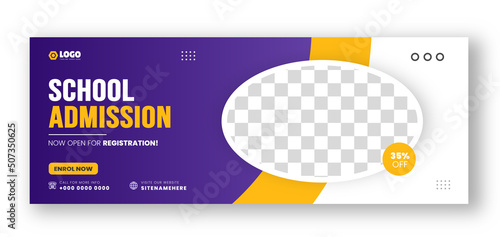 School admission social media cover design. back to school social media cover banner design. Back to school admission social media cover and web banner. school admission web banner