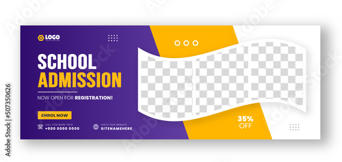 School admission social media cover design. back to school social media cover banner design. Back to school admission social media cover and web banner. school admission web banner