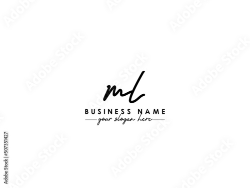 Alphabet ML Signature Logo, Letter Ml lm Signature Logo Icon Vector With Black Color