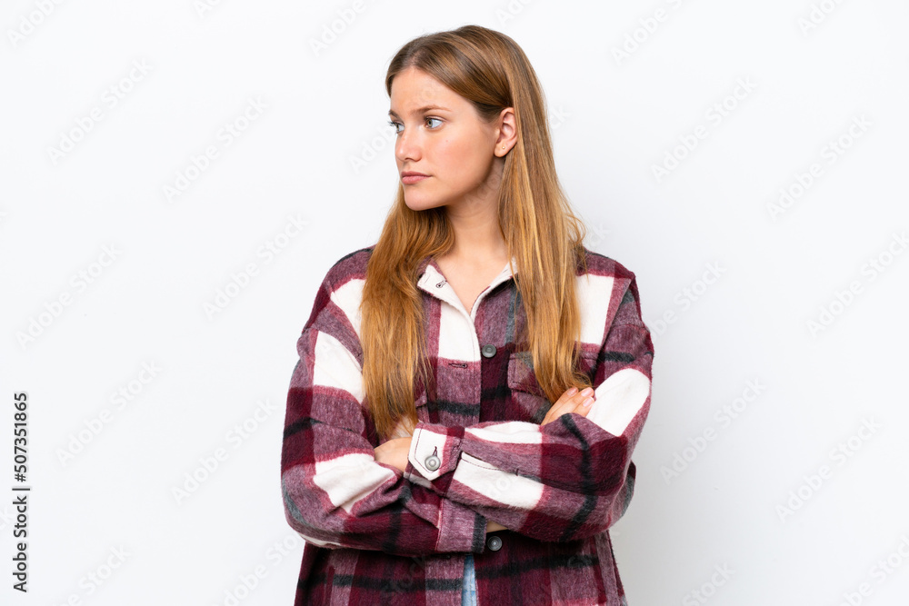 Young caucasian woman isolated on white background keeping the arms crossed Young caucasian woman isolated on white background keeping the arms crossed