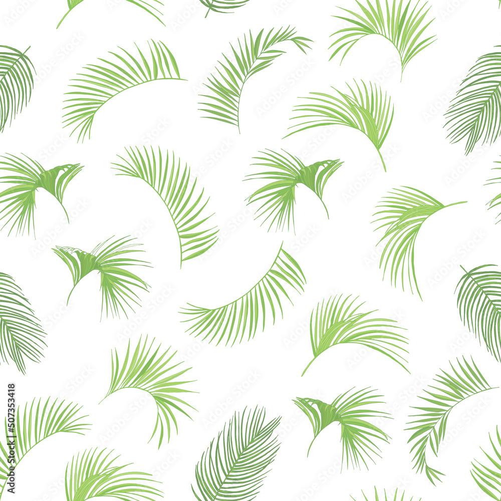 Coconut Palm leaves vector seamless pattern