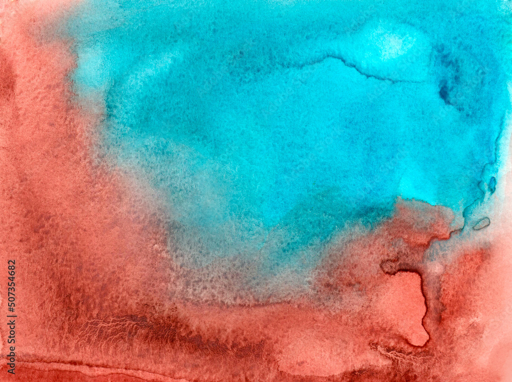 Fototapeta premium abstract watercolor hand painted background blue and brown colors