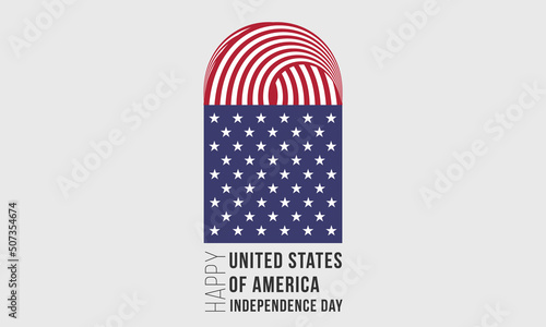 Happy Independence Day United States of America Greetings. Vector Illustration Design. Abstract Waving Flag on Gray Background (ID: 507354674)