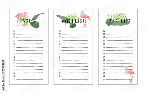 Flamingo wish list illustrations set