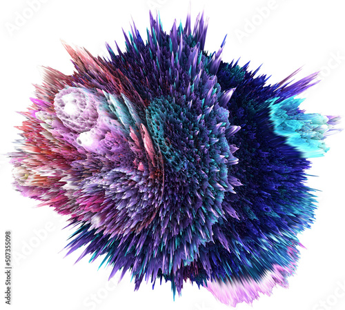 Fotografía Colorful Abstract Isolated 3d Explosion With Extruded Surface
