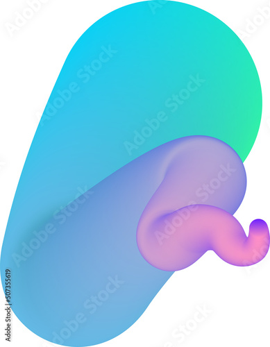 Vibrant Colorful Fluid Abstract 3D Gradient Blend Curves Shape
