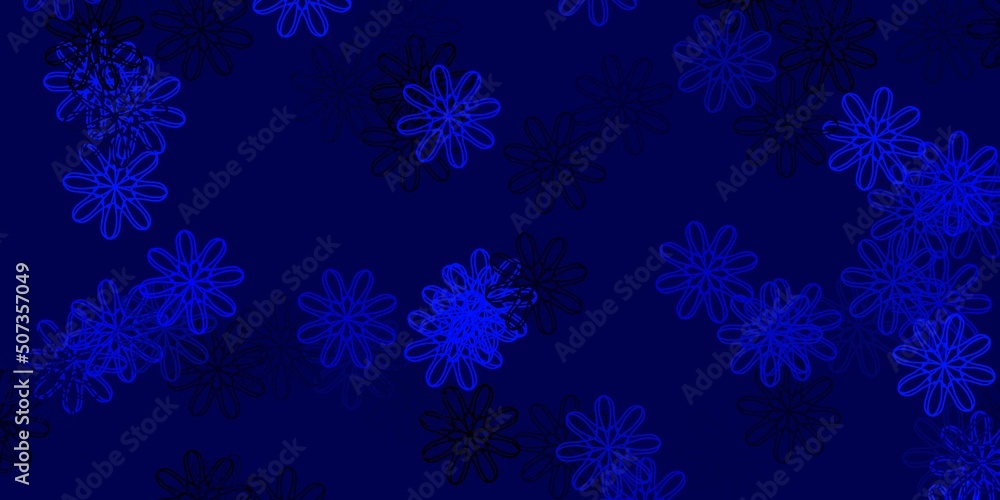 Light BLUE vector doodle texture with flowers. Light BLUE vector doodle texture with flowers.