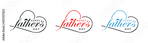 Abstract Happy Father's Day handwritten logo design, father's day with love and hat vector logo photo