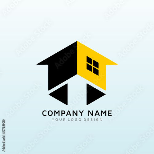 Real Estate Company, sells buildings, houses and land developments logo resign