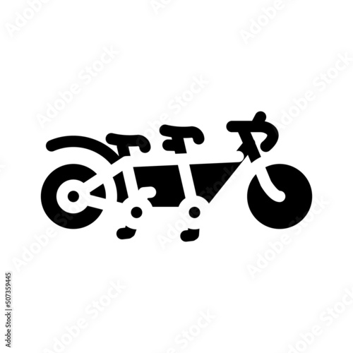 tandem bike for couple rider glyph icon vector. tandem bike for couple rider sign. isolated contour symbol black illustration