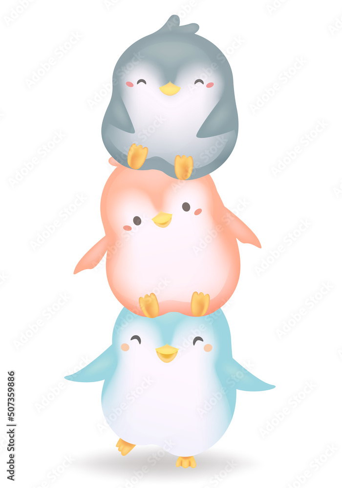 Three little penguins. Funny characters. Three little penguins. Funny characters.