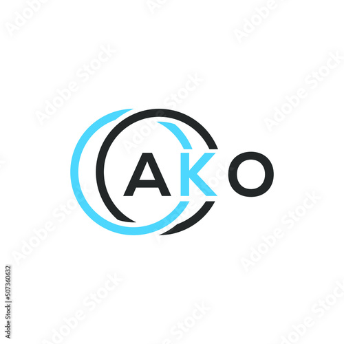 AKO logo monogram isolated on circle element design template, AKO letter logo design on white background. AKO creative initials letter logo concept.  AKO letter design. photo