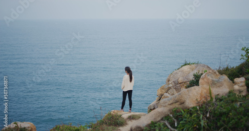 Woman enjoy look at the sea view
