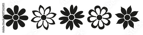 Flower icon vector set isolated on white