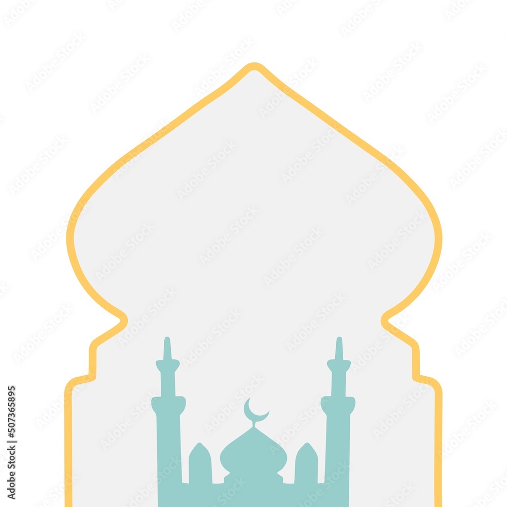 Islamic arche with modern boho design, mosque dome