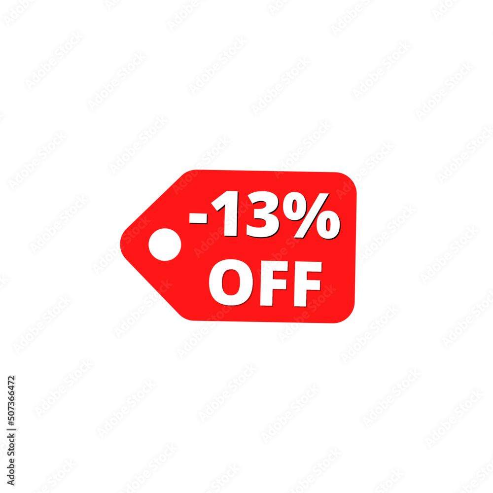 13% off with red discount label design 13% off with red discount label design