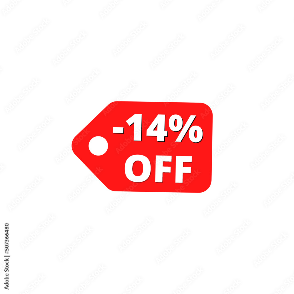 14% off with red discount label design 14% off with red discount label design