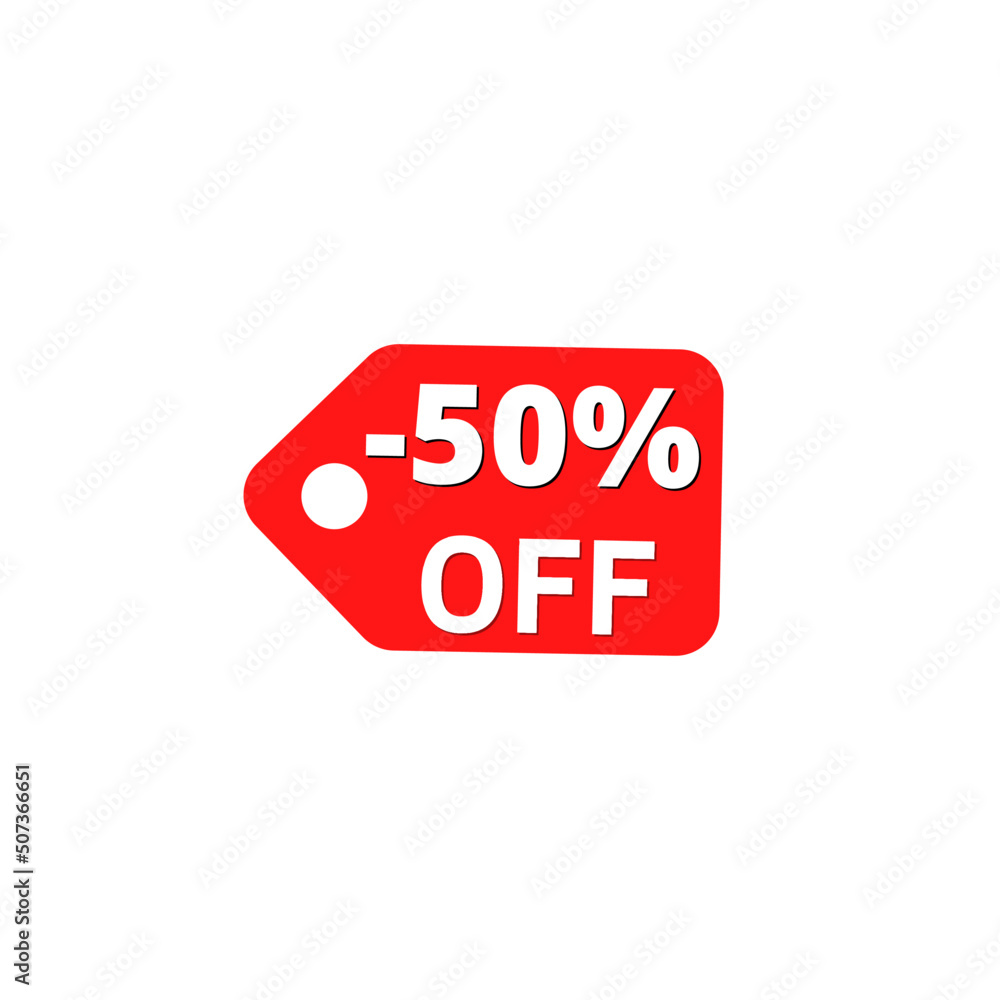 50% off with red discount label design 50% off with red discount label design