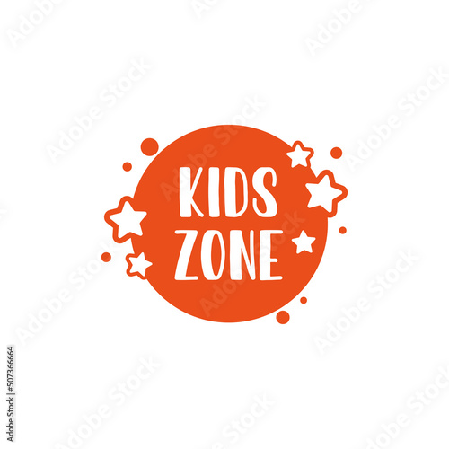 Kids zone banner template. Kids zone vector cartoon logo. Colorful lettering for children's playroom decoration	