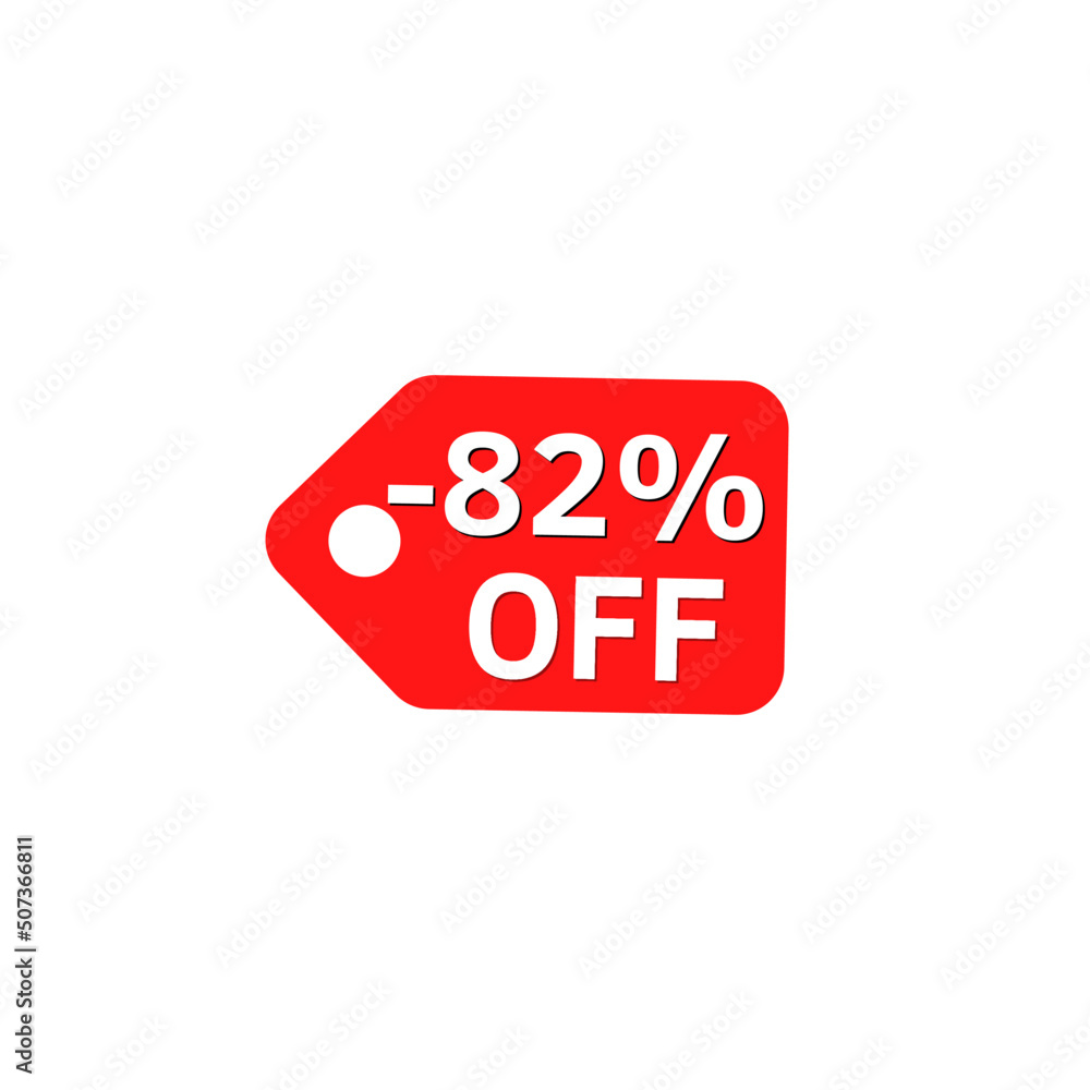 82% off with red discount label design 82% off with red discount label design