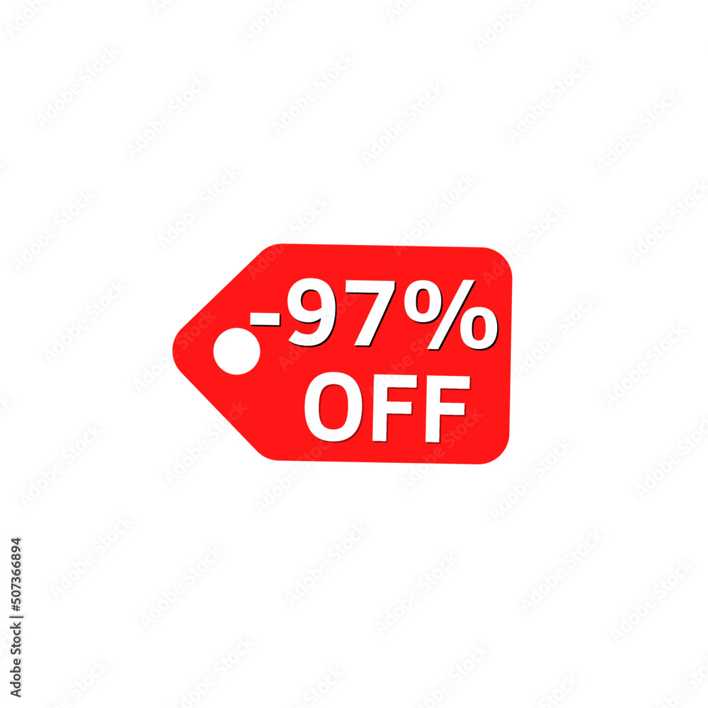 97% off with red discount label design 97% off with red discount label design