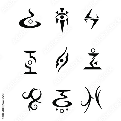 Group of  tattoo patterns on a white background