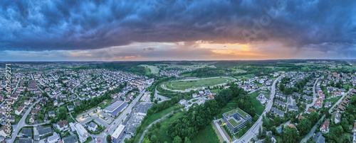 Pfaffenhofen Ilm Bavaria Panoramic view thunder storm weather at the background
