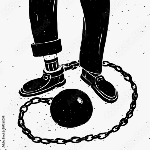 Vector Illustration Feet In Shackles