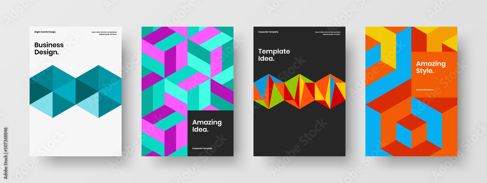 Minimalistic journal cover A4 vector design concept collection. Fresh geometric hexagons poster layout bundle. Minimalistic journal cover A4 vector design concept collection. Fresh geometric hexagons poster layout bundle.