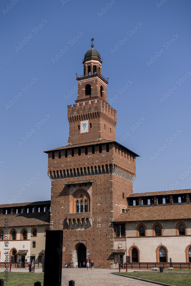 The magnificent Sforza Castle , Castello Sforzesco in Milan, Italy