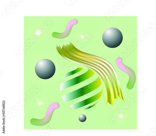 An interesting combination of 3D figures in pastel colors. The popularity of a variety of 3D figures is relevant.